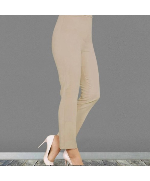 Yeni Sezon Likralı Kumaş Pantalon   -Krem