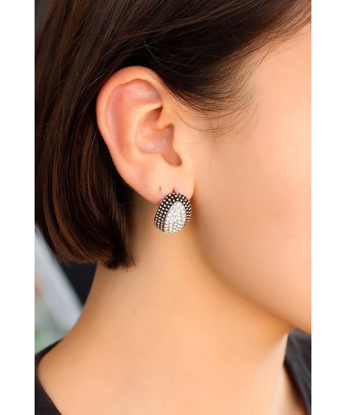 Zirkon Parlak Taşlı Bayan Halka Küpe Zirkon Parlak Taşlı Bayan Halka Küpe