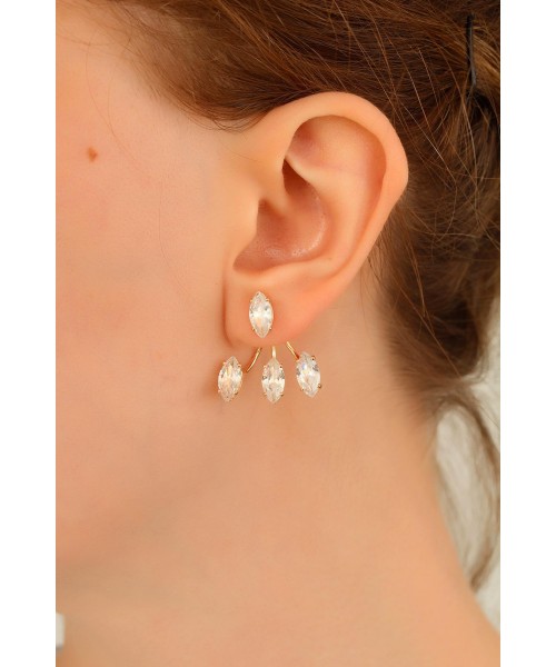 Zirkon Taşlı Bayan Metal Küpe Tasarımı