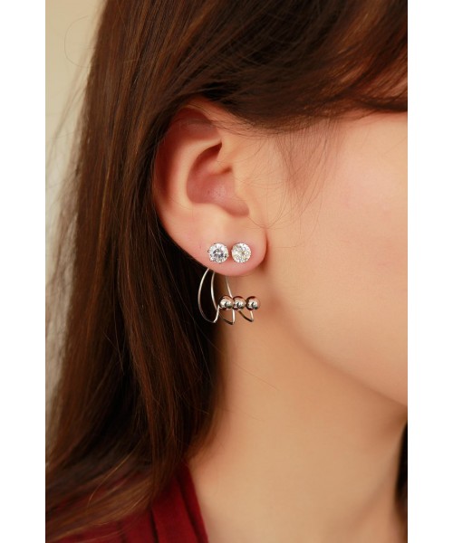 Gümüş Renk Parlak Taşlı Bayan Küpe