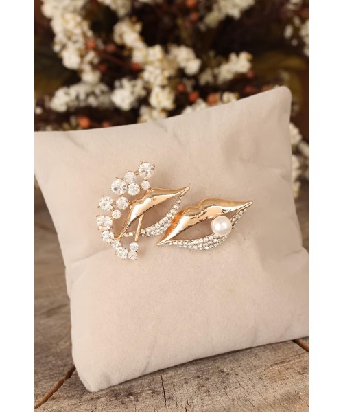 Zirkon Taşlı Dudak Figürlü Broş