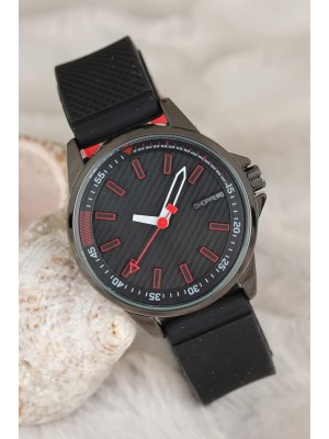 Siyah Spor Kasa Silikon Kordonlu Bayan Kol Saati