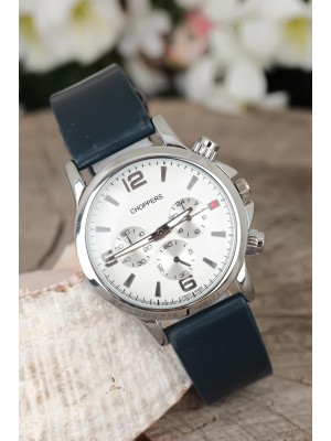 Lacivert Renk Deri Kordonlu Silver Renk Spor Metal Kasa Bayan Kol Saati