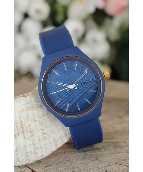 Lacivert Silikon Kordonlu Spor Metal Kasa Tasarımlı Bayan Kol Saati