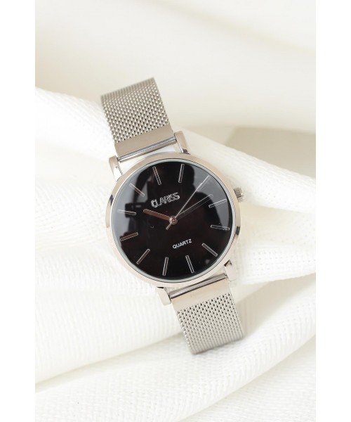 Silver Renk Hasır Metal Kordonlu Rose Renk Metal Kasa Bayan Clariss Marka Kol Saati