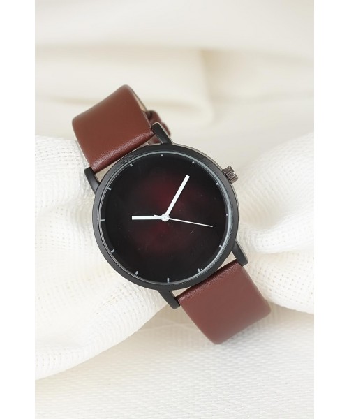 Kahverengi Deri Kordonlu Rakamsız Bayan Kol Saati