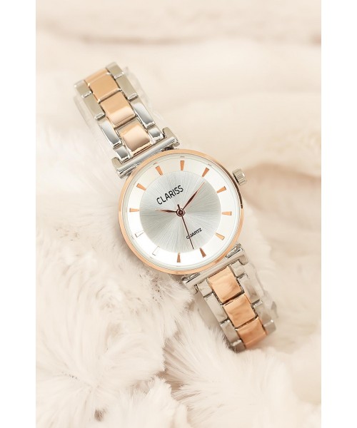Silver Rose Renk Metal Kordonlu Şık Kasa Clariss Marka Bayan Kol Saati