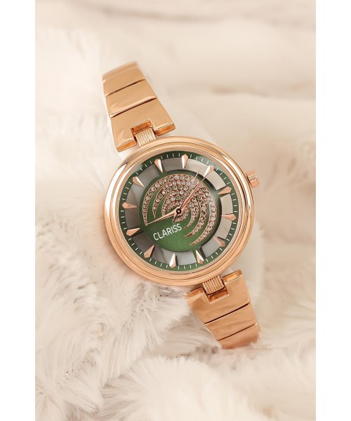 Rose Metal Kordonlu Taşlı İç Tasarım Clariss Marka Bayan Kol Saati Rose Metal Kordonlu Taşlı İç Tasarım Clariss Marka Bayan Kol Saati