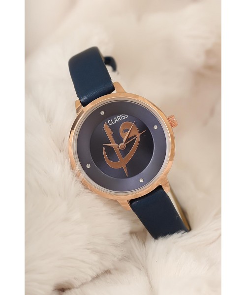 Lacivert Renk Deri Kordonlu Clariss Marka Elif Vav Bayan Saat