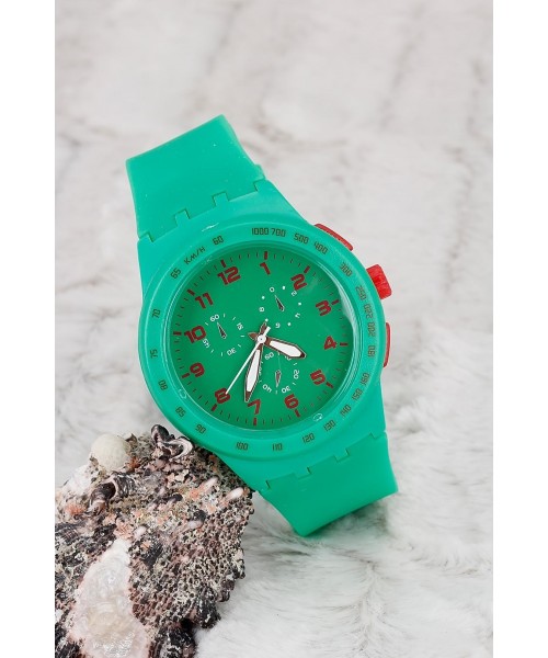 Yeşil Renk Silikon Kordonlu Bayan Saat Yeşil Renk Silikon Kordonlu Bayan Saat