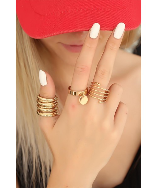 Trend Gold Metal Bayan Yüzük Seti