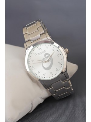 Silver Renk Kaplama Metal Kordonlu Vav Figürlü Arapça Rakamlı Clariss Marka Bayan Kol Saati