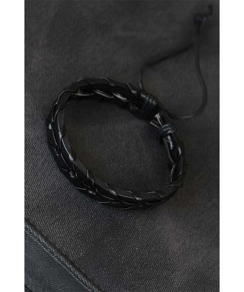 Siyah Renk Örgü Deri Erkek Bileklik Siyah Renk Örgü Deri Erkek Bileklik