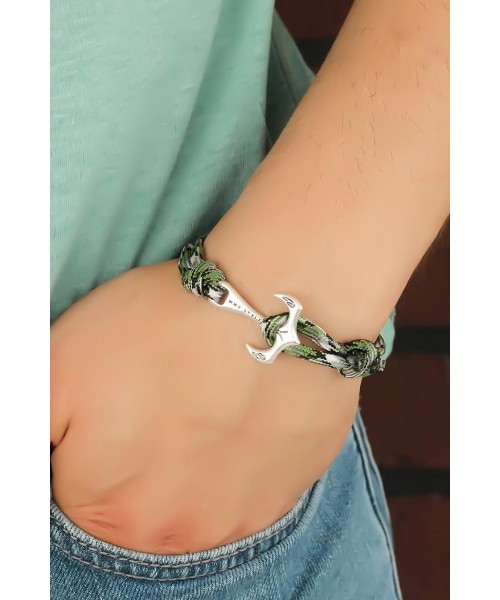 Yeşil Renk Metal Çapalı Erkek Bileklik Yeşil Renk Metal Çapalı Erkek Bileklik