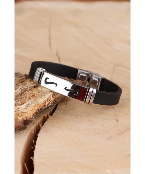 Siyah Silikon Çelik Aksesuar Detaylı Erkek Bileklik Siyah Silikon Çelik Aksesuar Detaylı Erkek Bileklik