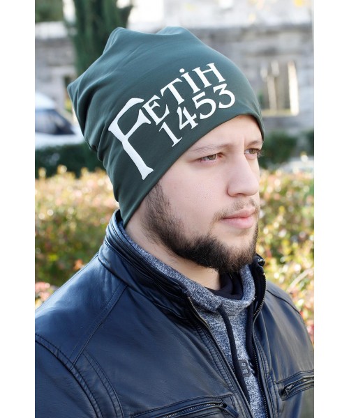 Fetih 1453 Yazılı Yeşil Renk Erkek Bere
