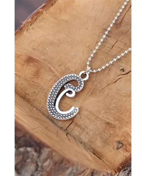 Top Zincirli Vav Tasarım Eskitme Gümüş Renk Kolye Top Zincirli Vav Tasarım Eskitme Gümüş Renk Kolye