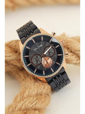 Rose Spor Kasa Lacivert Renk Metal Kordonlu Erkek Saat