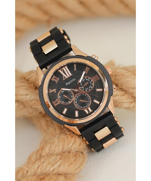 Siyah Silikon Kordonlu Rose Spor Kasa Erkek Saat Siyah Silikon Kordonlu Rose Spor Kasa Erkek Saat