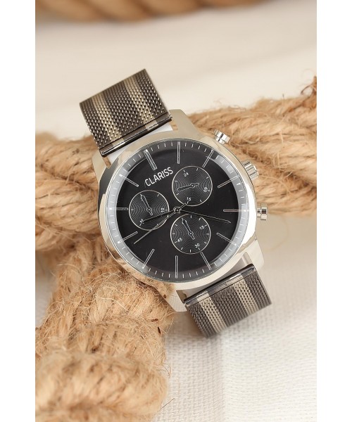 Silver Füme Renkli Hasır Metal Kordonlu Metal Kasa Clariss Marka Erkek Kol Saati Silver Füme Renkli Hasır Metal Kordonlu Metal Kasa Clariss Marka Erkek Kol Saati