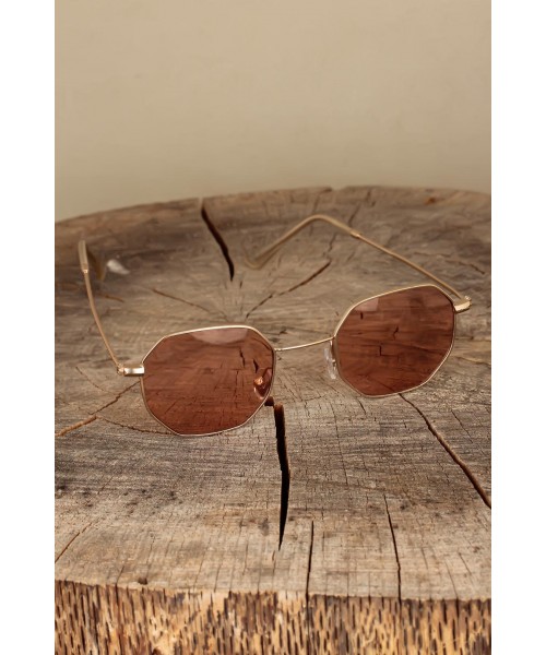 Kahverengi Retro Metal Rose Çerçeveli Güneş Gözlüğü