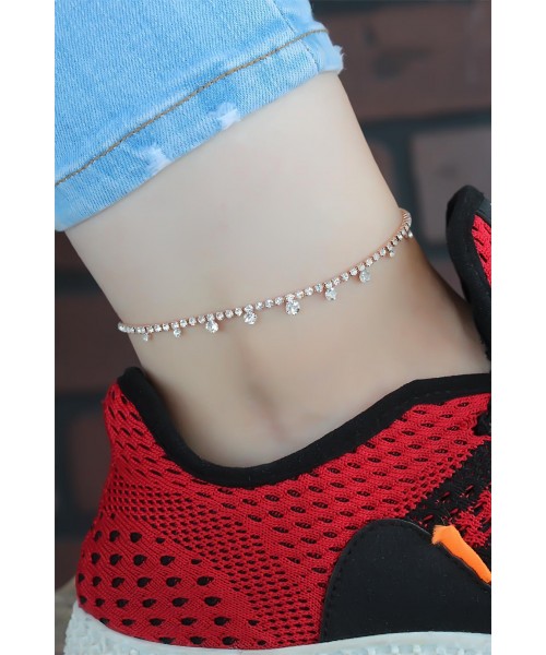 Zirkon Taşlı Çift Zincirli Rose Renk Hal Hal