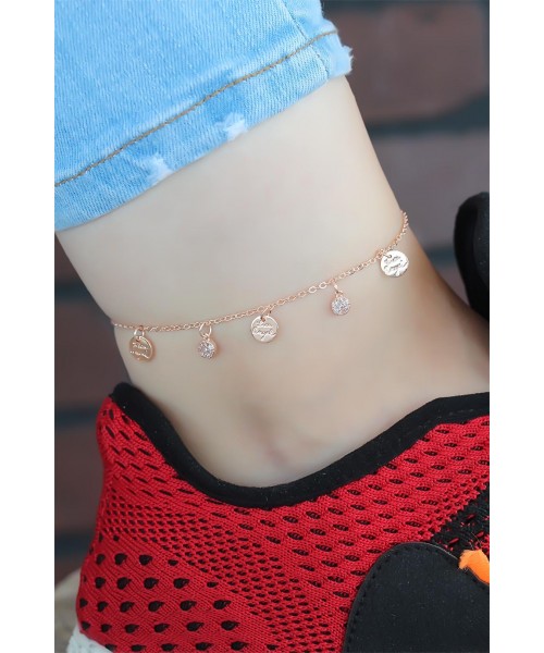 Zirkon Taşlı Çift Zincirli Rose Kaplama Metal Aksesuarlı Hal Hal Zirkon Taşlı Çift Zincirli Rose Kaplama Metal Aksesuarlı Hal Hal