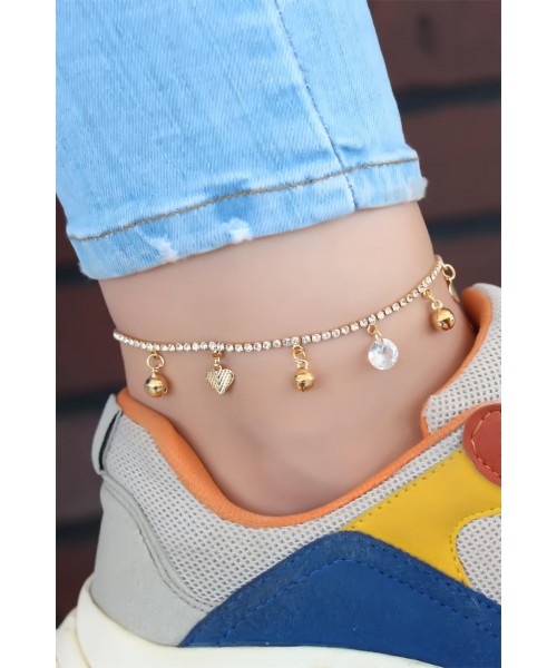 Zirkon Taşlı Gold Renk Halhal