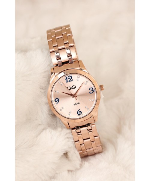Q&amp;Q Marka Rose Kaplama Metal Kordonlu Şık Kasa 2 Yıl Garantili Bayan Kol Saati