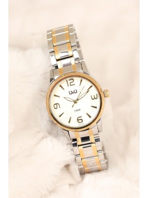 Q&amp;Q Marka Gold Silver Kaplama Metal Kordonlu 2 Yıl Garantili Bayan Kol Saati