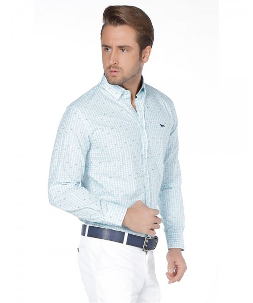 Ekoseli Likralı Slim Fit Erkek Gömlek